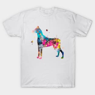 Doberman Dog Watercolor Painting T-Shirt